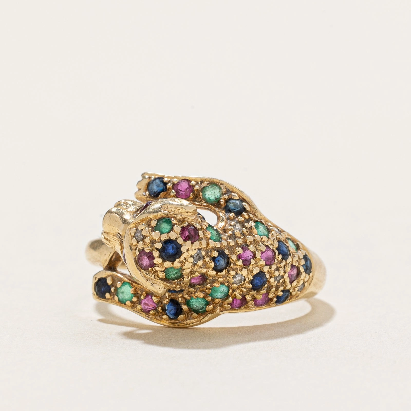 Mixed Metals Multi Gemstone Panther Ring | 0.03ctw, | 0.50ctw | SZ 5.75