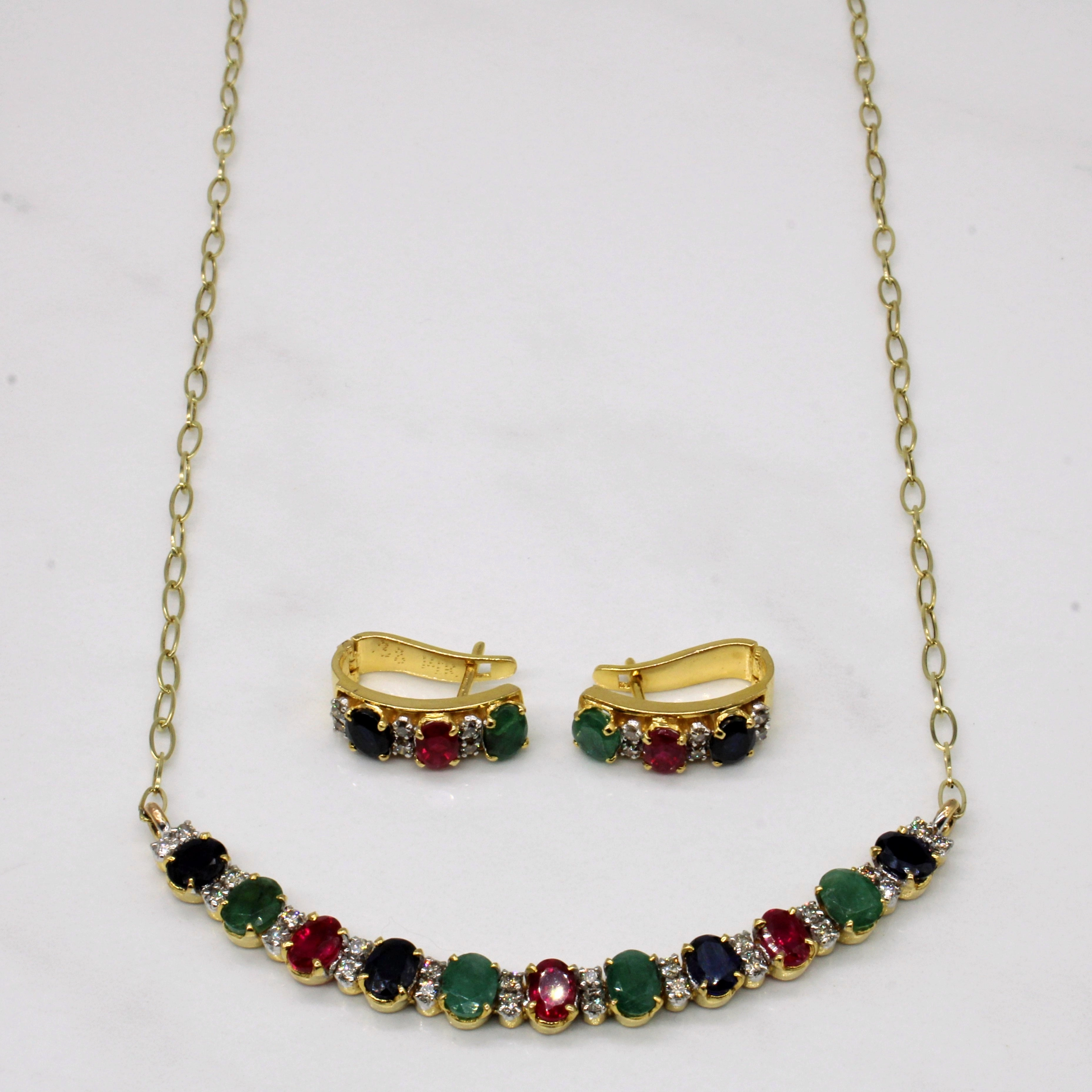 Multi Stone Pendant & Earrings | 8.50ctw 0.76ctw | Artisan Finish Cozy Style