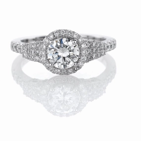 HALO STYLE DIAMOND RING WITH TAPERING DIAMOND SHANK Natural Source