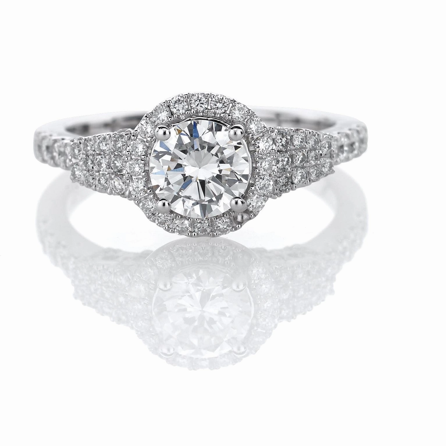 HALO STYLE DIAMOND RING WITH TAPERING DIAMOND SHANK Natural Source