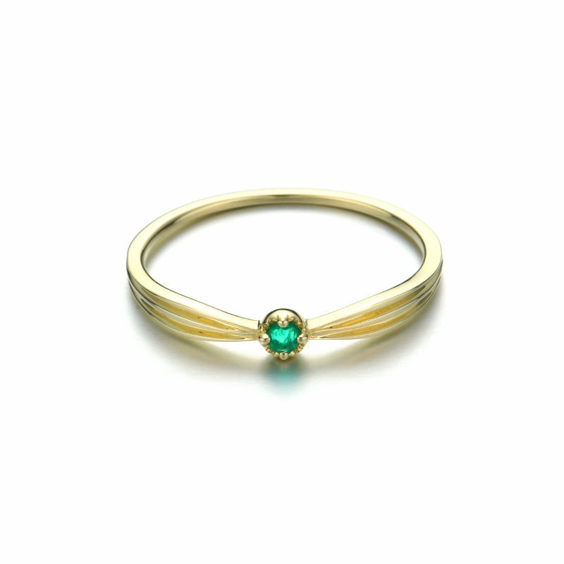 Natural Emerald Gold Ring | 9K Gold Chic Accessory