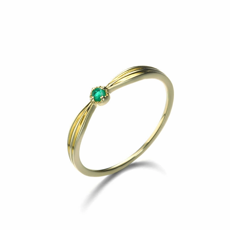 Day Wear Natural Emerald Gold Ring | 9K Gold