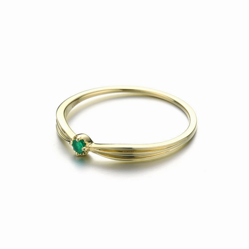 Fine Craft Natural Emerald Gold Ring | 9K Gold