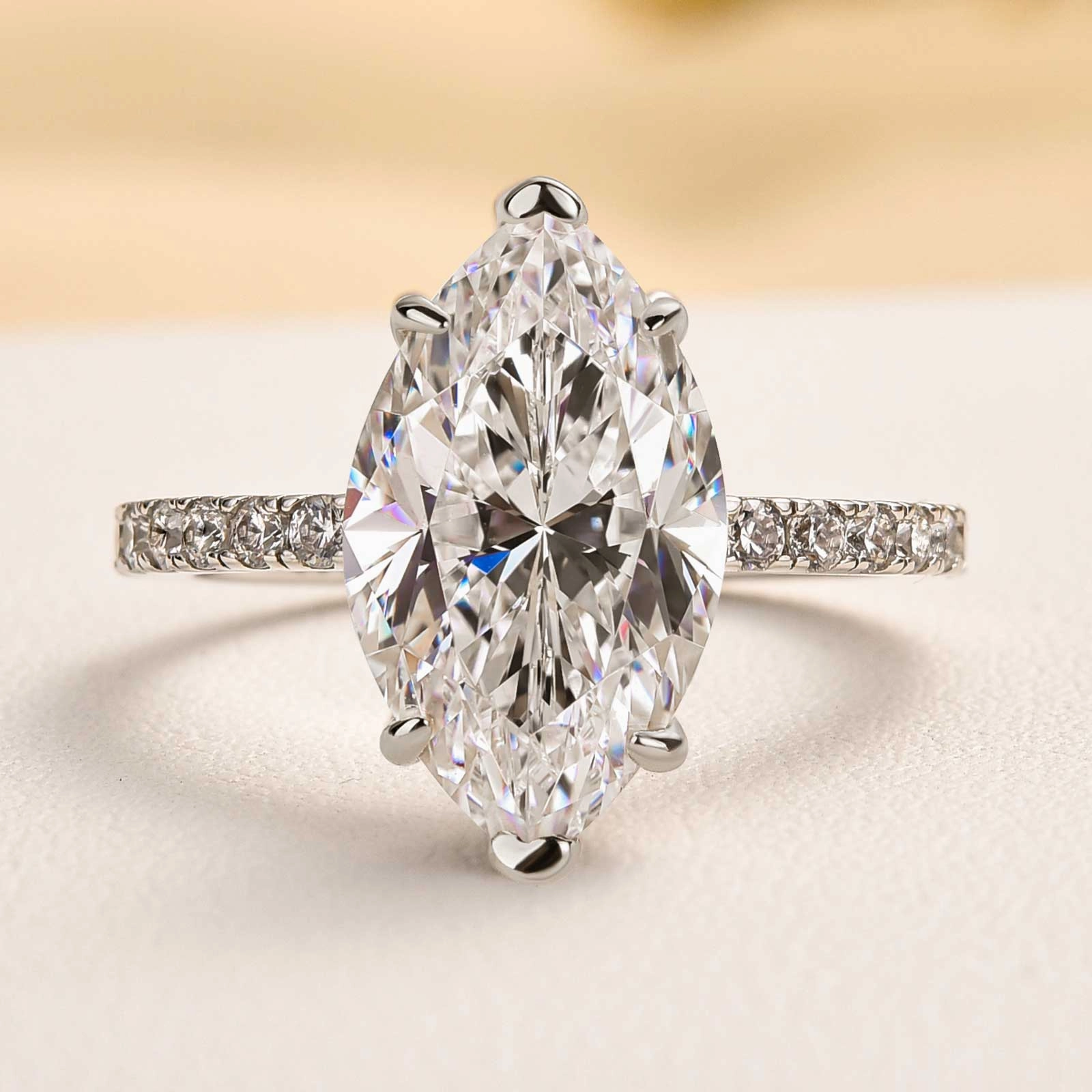 Louily Exquisite Marquise Cut Engagement Ring In Sterling Silver Contemporary Feature
