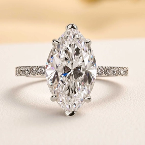 Casual Glow Lux Appeal Louily Exquisite Marquise Cut Engagement Ring In Sterling Silver