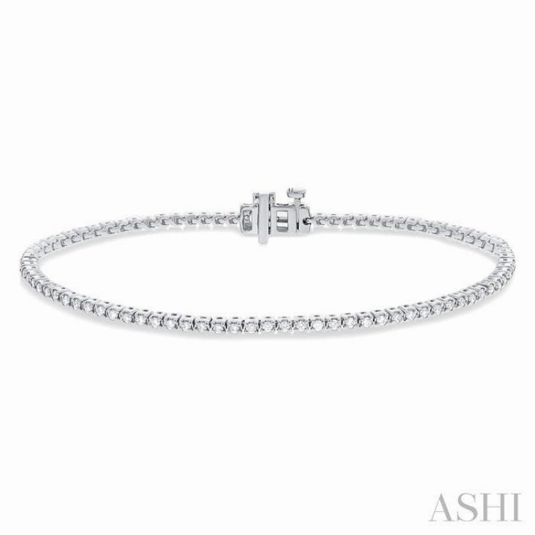 1 Ctw Round Cut Diamond Tennis Bracelet in 14K White Gold Best Fit Properly Priced