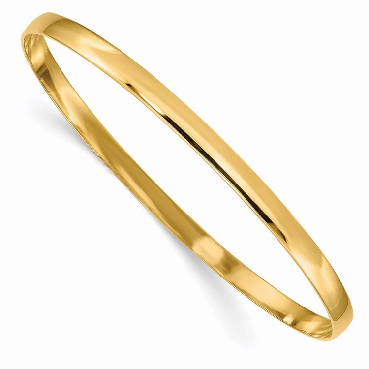 Meritorious Amalgamations Second-To-None 14k 4mm Solid Polished Half-Round Slip-On Round Bangle Bracelet