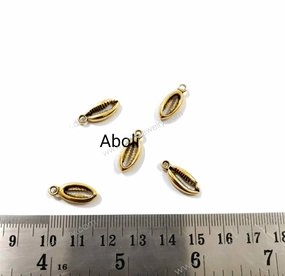 Golden cowrie Charm sea shell charm beach, ocean, sea, shells kowri kawdi CHMG61 5 charms Trendy Appeal