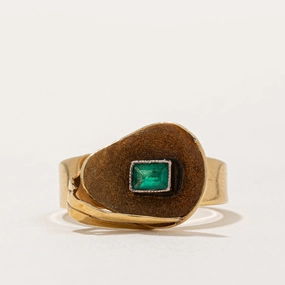 Sculptural Feel Emerald Abstract Cocktail Ring | 0.15ct | SZ 5.75 |