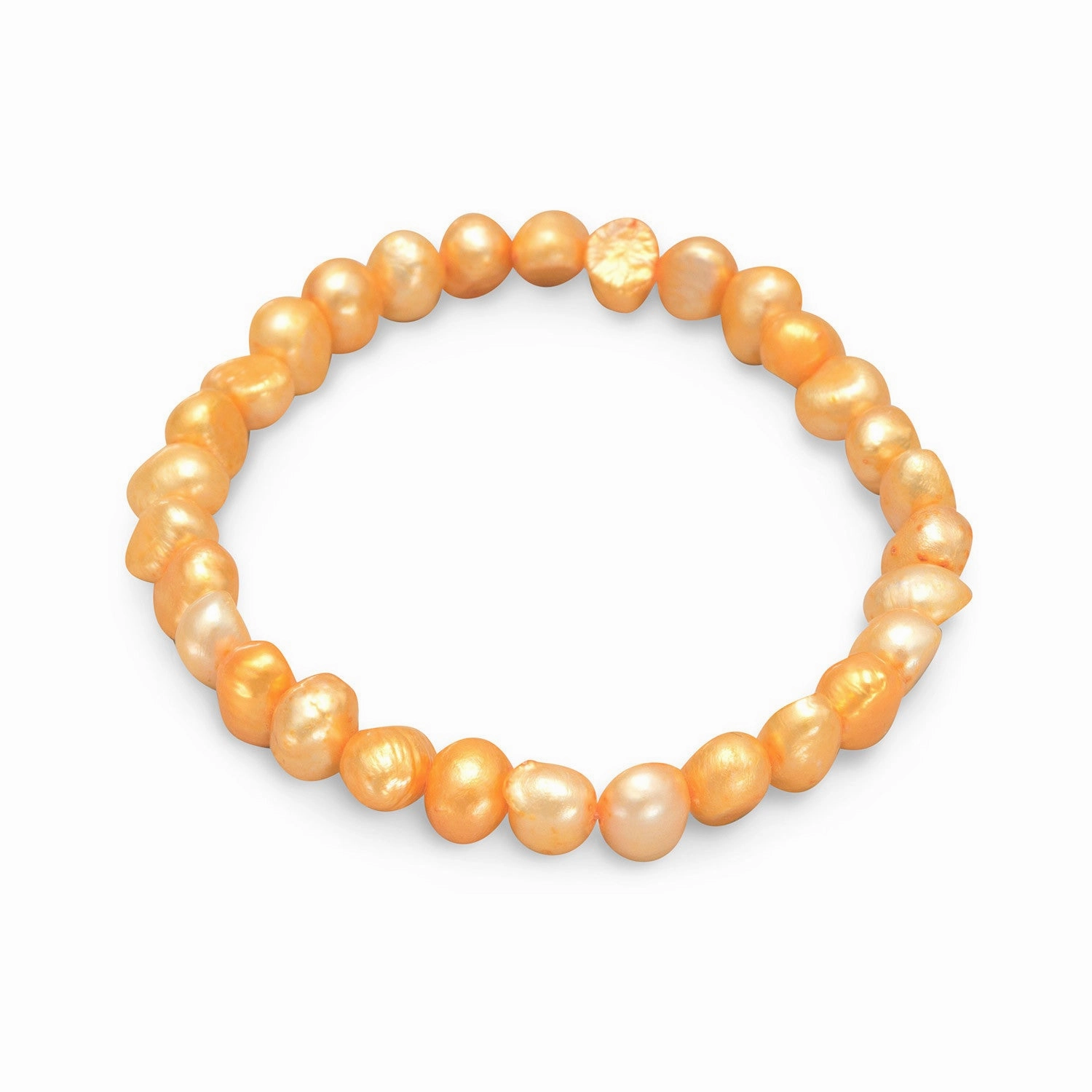Orange Gold Dyed Freshwater Cultured Freshwater Pearl Stretch Bracelet Statement Piece