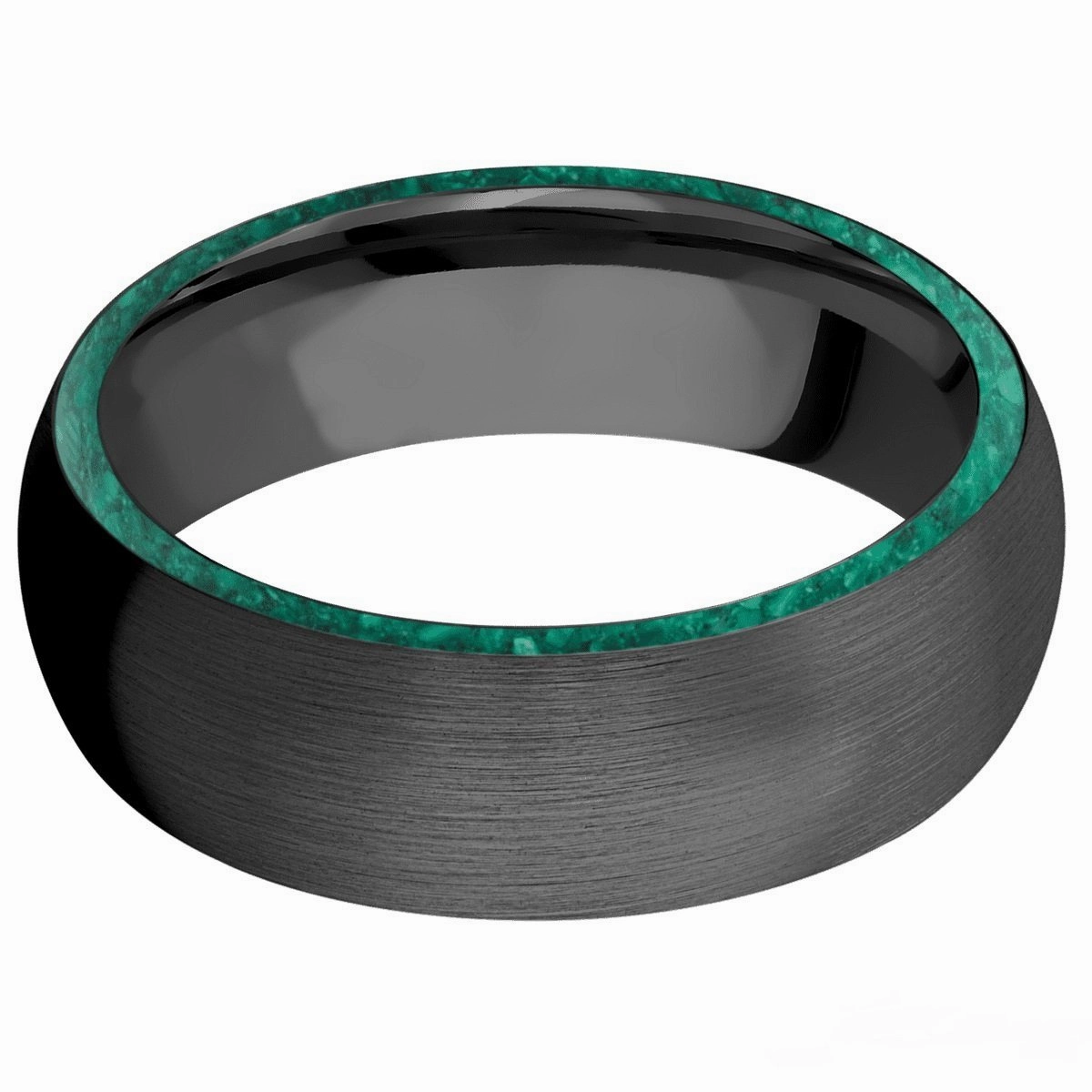 Home care Black Zirconium Domed Band With Malachite Side Inlay