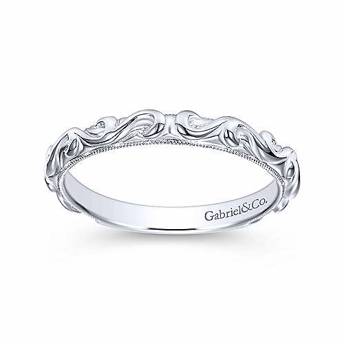 Ornate Wedding Band 14K White Gold 148B | Mullen Jewelers Giftable Present Chic Appearance