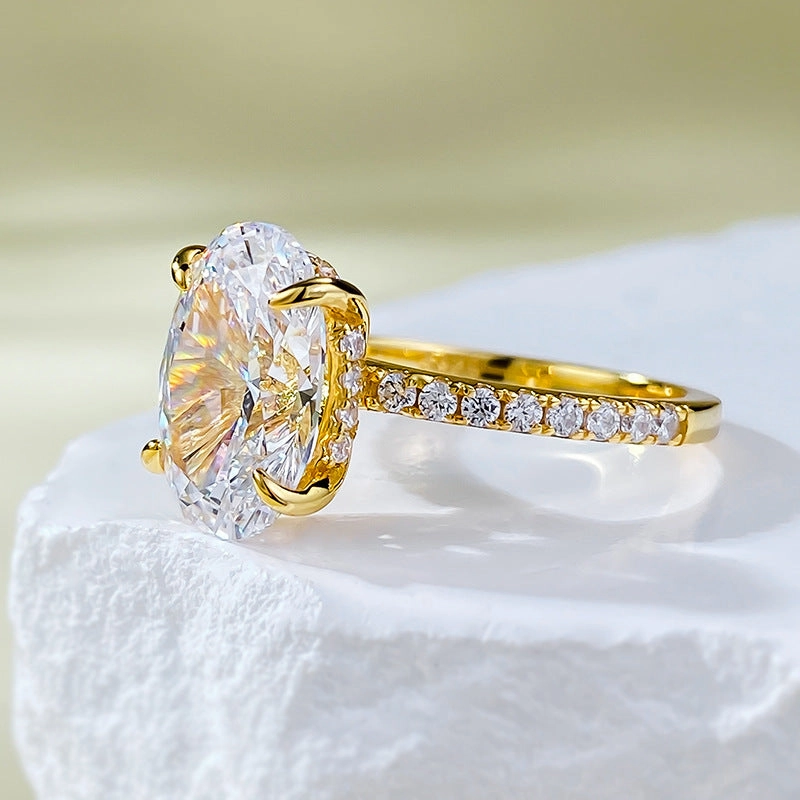 Oval Diamond Ring in Sterling Silver 14K Gold Plated Modern Choice