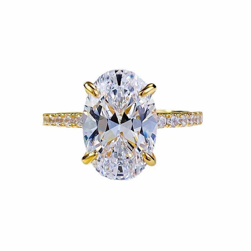 everyday elegance Oval Diamond Ring in Sterling Silver 14K Gold Plated