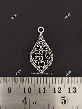 Fashion Statement Oxidised silver leaf pendant filigree delicate drop earrings charm SP53
