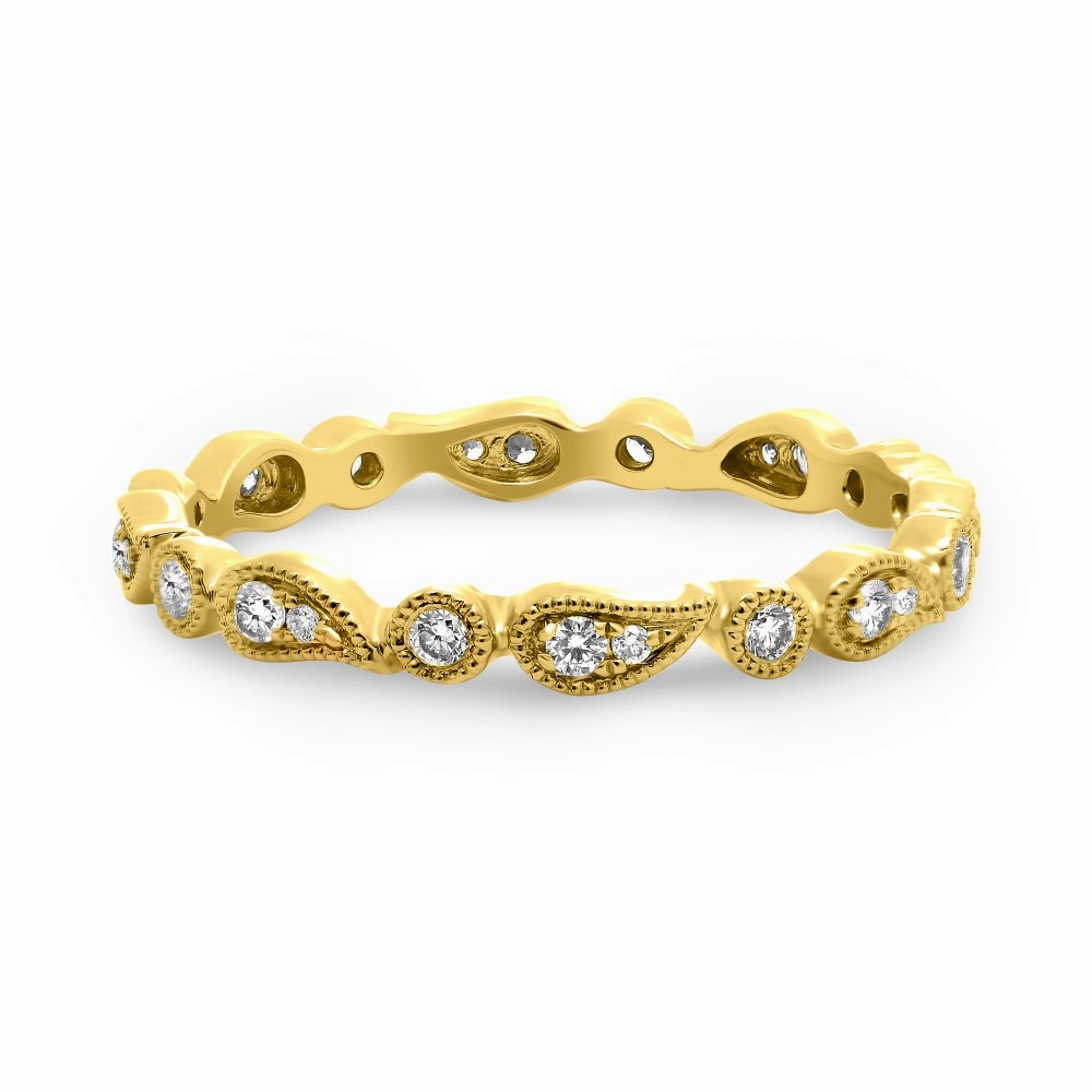 Economical Object Paisley Yellow Gold Diamond Band
