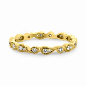 Economical Object Paisley Yellow Gold Diamond Band