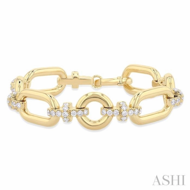2 5/8 Ctw Round Cut Diamond Open Window Bold Link Fashion Bracelet in 14K Yellow Gold Logical Choice