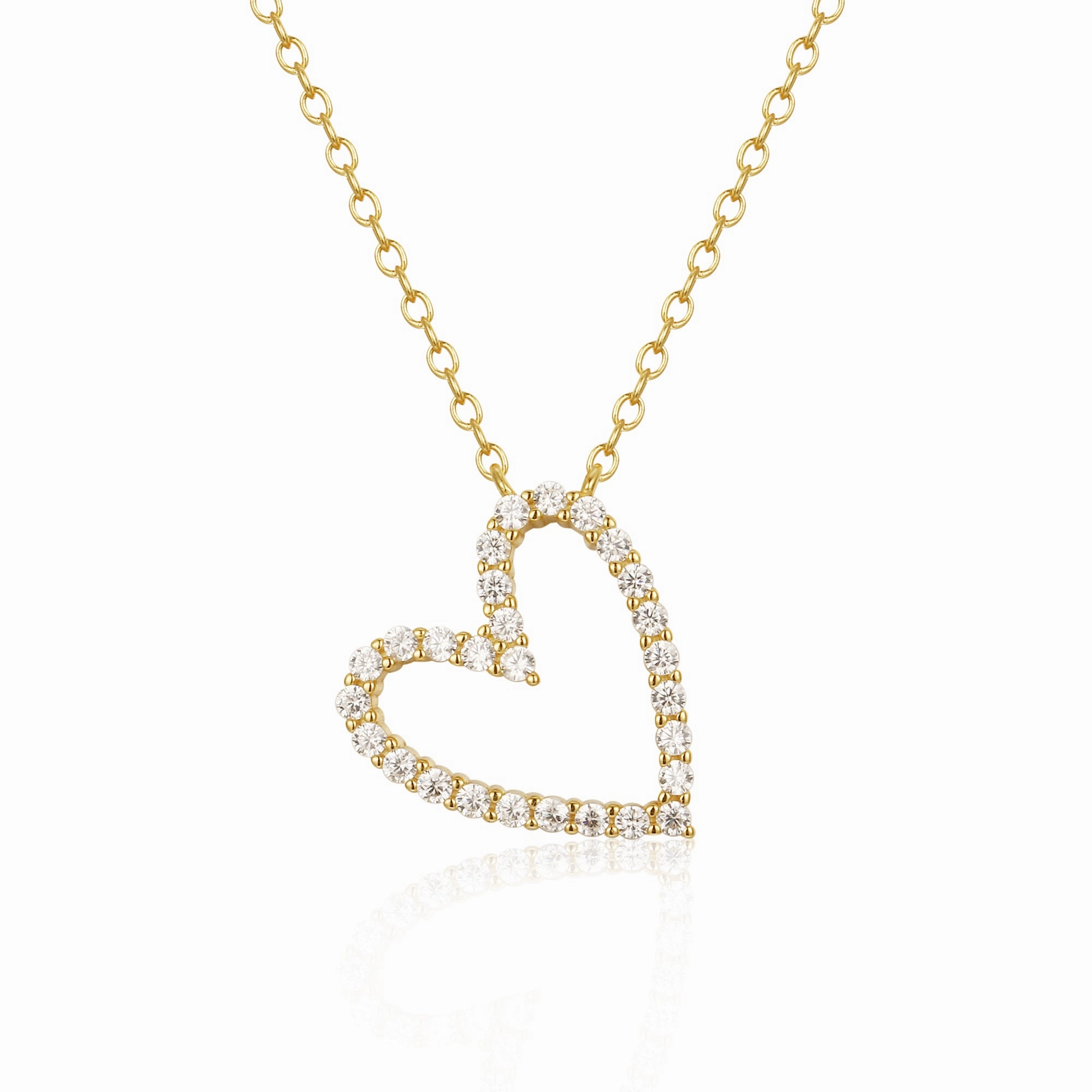 Sterling Silver 16mm Angled Heart On Adjustable Chain Necklace Refined Feature Graceful Highlight