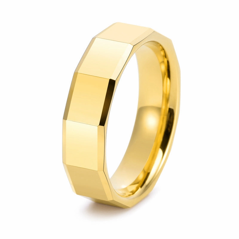 Delicate Touch Muted Details Louily Classic Tungsten Carbide Faceted Men's Wide Wedding Band