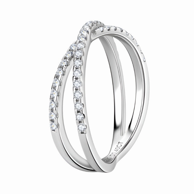 Pave Criss-Cross Ring Band | S925 | Moissanite HighEnd Piece Travel Style