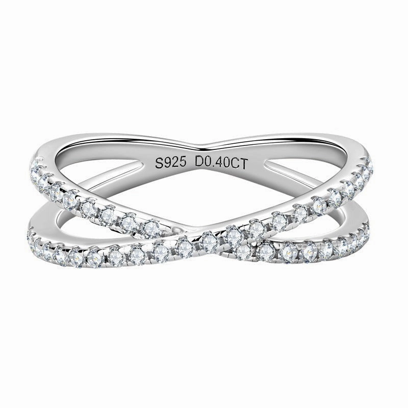 Pave Criss-Cross Ring Band | S925 | Moissanite Superior Piece