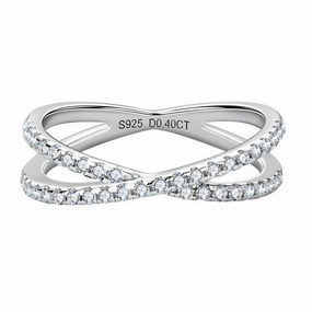 Pave Criss-Cross Ring Band | S925 | Moissanite Superior Piece