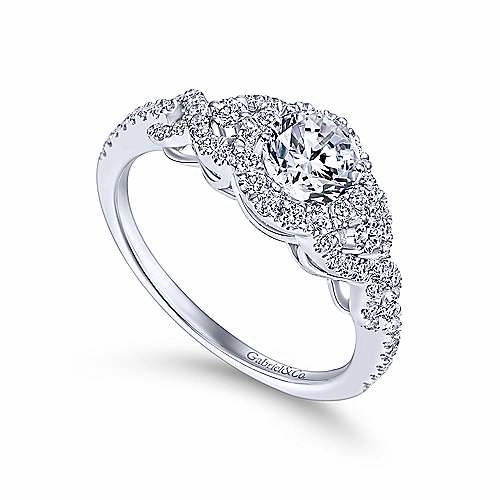 Pave Criss-Cross Shank Diamond Engagement Ring with Halo 460A Casual Detail Outdoor Look