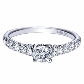 Casual Expression Glamorous Decoration Pave Round Diamond Engagement Ring 3/4 Cttw 14K White Gold