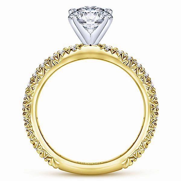 Pave Set Classic Round Diamond Ring  .39 Cttw 14K Gold 34A Crisp Accent