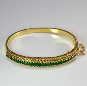 Urban Mood Fashion Essential Pave Set Emerald & Diamond Bangle Bracelet | 0.62 ctw 7.5'' |