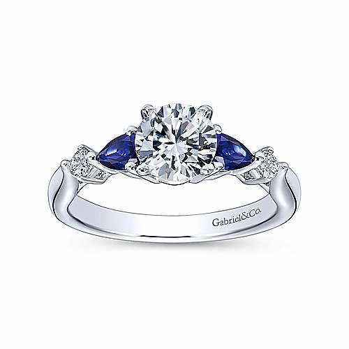Pear Shaped Blue Sapphire Diamond Ring .09 Cttw 14K Gold 188A Trendy Style Petite Present