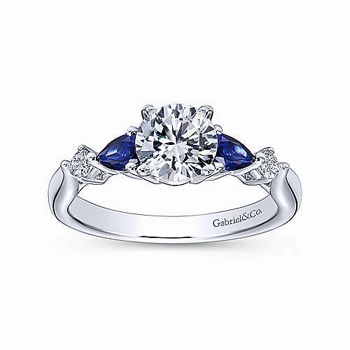 Energy Efficient Pear Shaped Blue Sapphire Diamond Ring .09 Cttw 14K Gold 188A