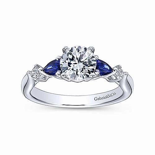 Love Token Everyday Choice Pear Shaped Blue Sapphire Diamond Ring .09 Cttw 14K Gold 188A