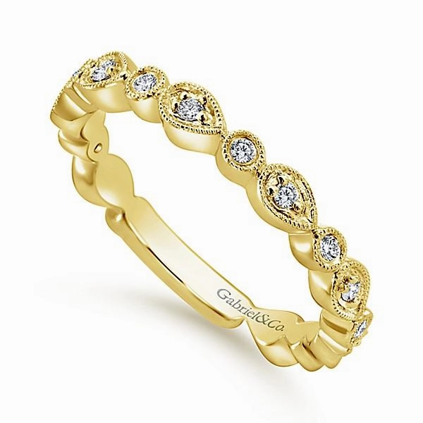 Pear Shaped Stackable Diamond Ring 14K Yellow Gold Comfortable item