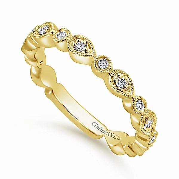 Pear Shaped Stackable Diamond Ring 14K Yellow Gold Chic piece Artful Gift