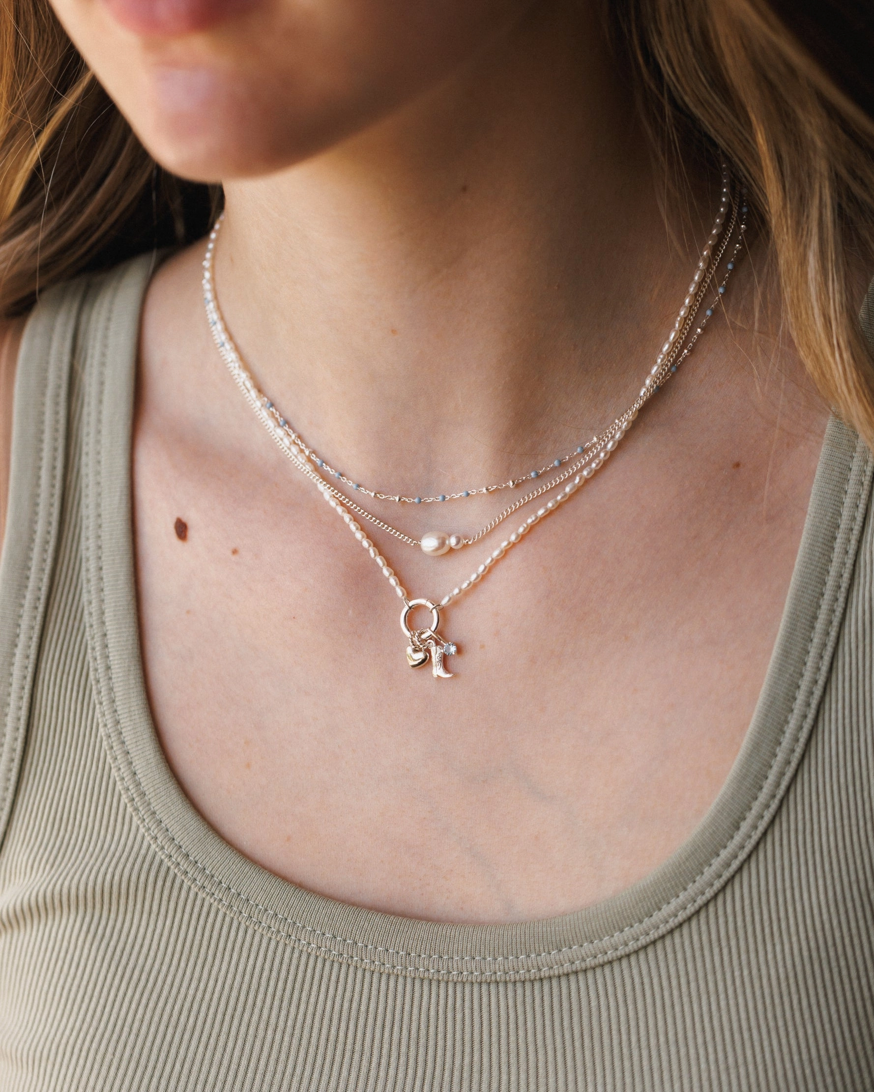 Coordinating Jewelry Vintage design Pearl Charm Holder Necklace