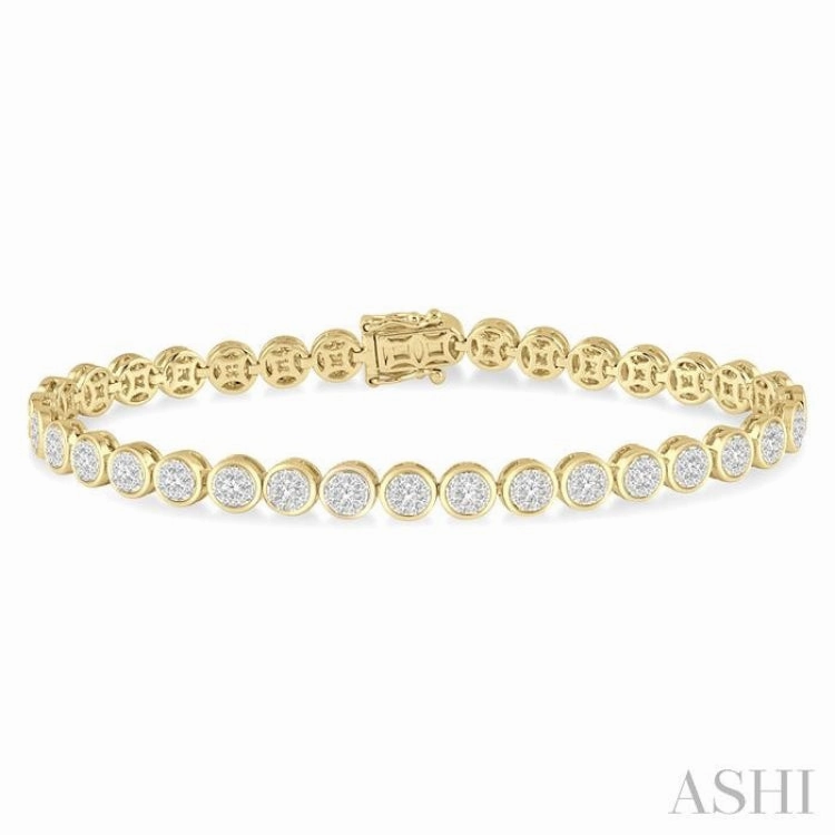 Prestigious Fusions Native Art 3 Ctw Lovebright Round Cut Diamond Bracelet in 14K Yellow and White Gold