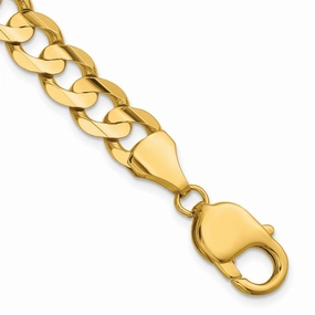 Newly Sighted Fashionable Bands 14K 8 inch 8.5mm Open Concave Curb with Lobster Clasp Bracelet