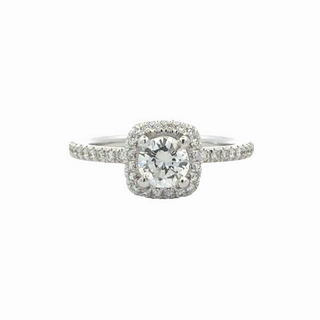 Glam Choice 14 Karat White Gold Halo Engagement Ring (.91cttw)