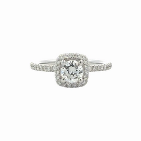 Glam Choice 14 Karat White Gold Halo Engagement Ring (.91cttw)