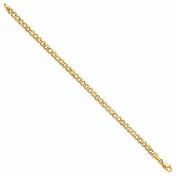 14K 7 inch 4.3mm Semi-Solid Curb with Lobster Clasp Bracelet Outstanding Element