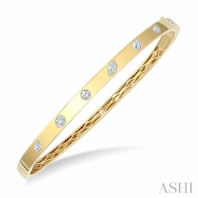 Hippie Chic 3/4 Ctw Mixed Shape Diamond Cut Fashion Bangle in 14K Yellow Gold