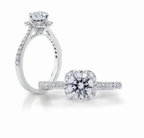 Peter Storm Round Diamond Four Petals Halo Engagement Ring Dashing Accessory Daily Classic