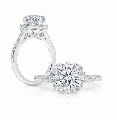 Peter Storm  Round Diamond Halo Cathedral Engagement Ring Modern Mark