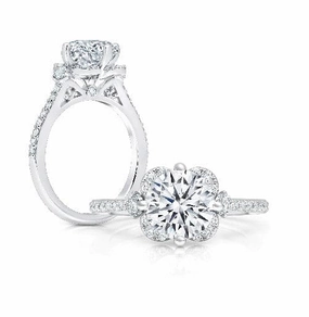 Peter Storm  Round Diamond Halo Cathedral Engagement Ring Modern Mark