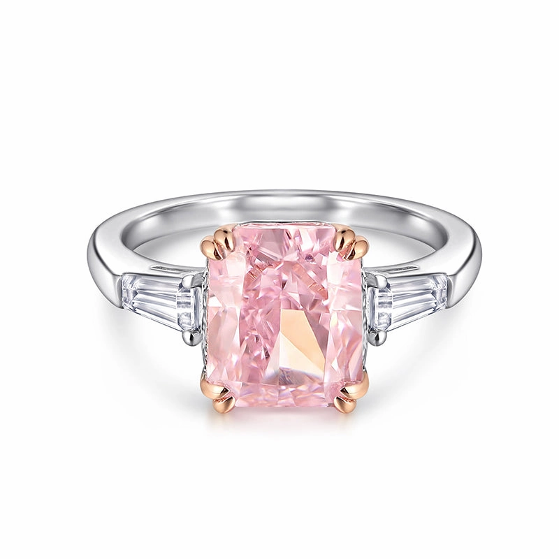 Brilliant Edge Pink Baguette Sterling Silver Ring