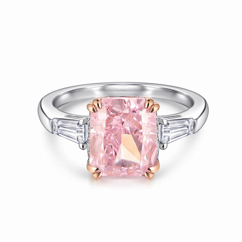 Impeccable Touch Pink Baguette Sterling Silver Ring
