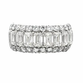 PLAT 1/2 Way Around Emerald Cut and Round Diamond Anniversary Band (5.4cttw) Sentimental Article Eco Friendly