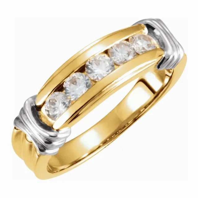 Platinum & 18K Yellow 1/2 CTW Diamond Ladies Band Cool Contrast Bold Pieces Design